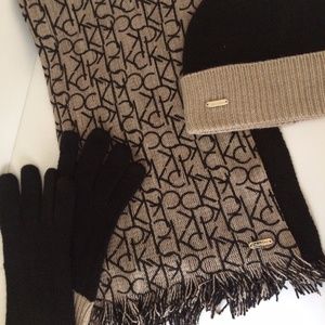 Calvin Klein Scarf, Hat and Glove set